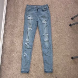 American Eagle light blue ripped jeans